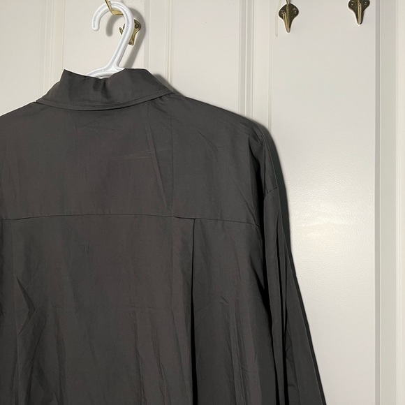 [SOLD] Unique Korean Grey Unbalanced Button Up Shirt with Ribbons - Picture 10 of 10